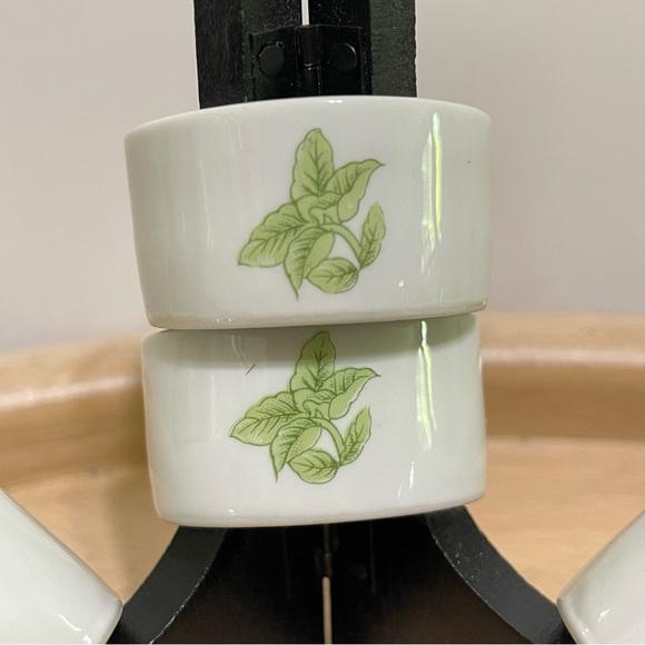 Vintage Herbs & Spices by Shafford Japan Porcelain Napkin Rings Floral Set of 4 - Picture 13 of 15